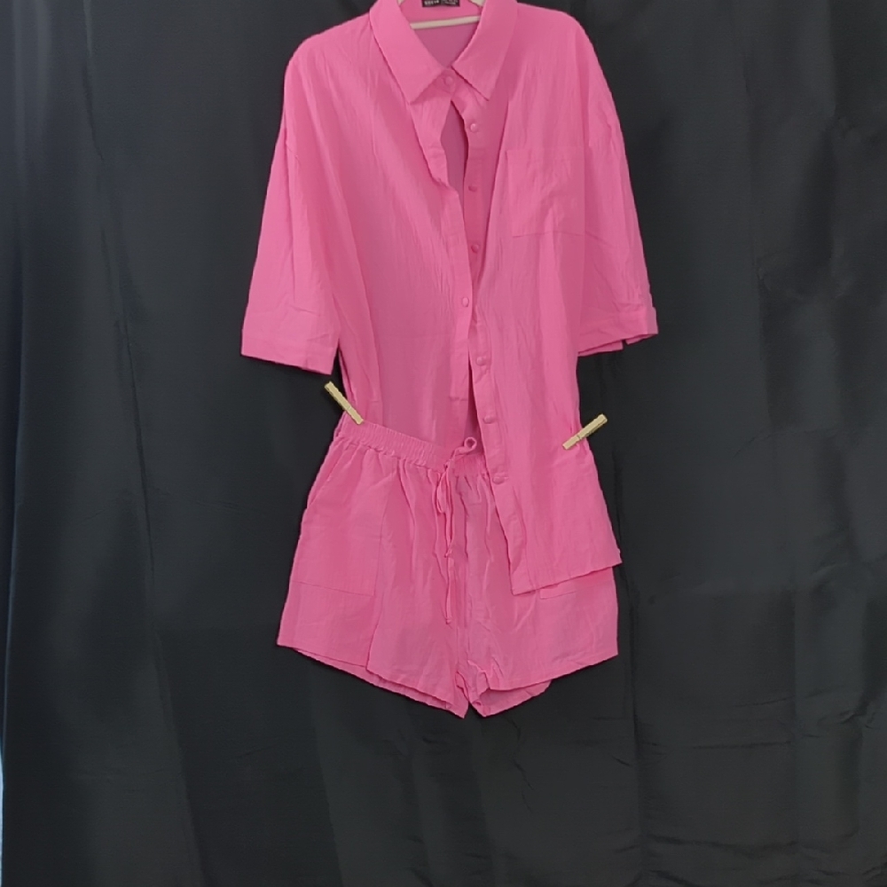 SHEIN Pink Button-Up Jumpsuit
